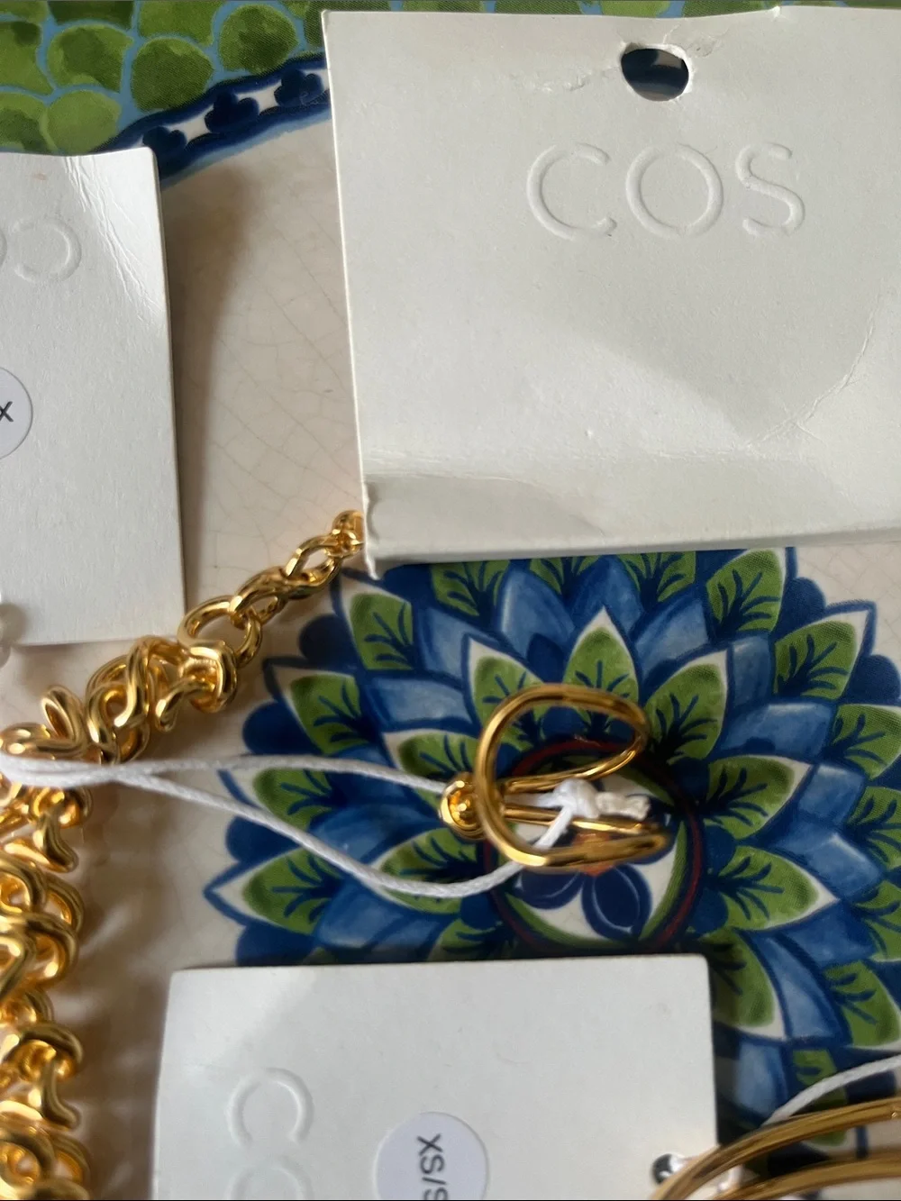COS brass necklace and bracelet and ring matching  set ring size small / exsmall
